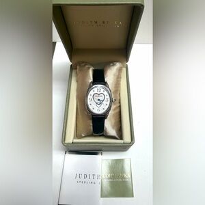 Judith Ripka Sterling Silver Mother of Pearl Double Heart Oval Dial Watch New
